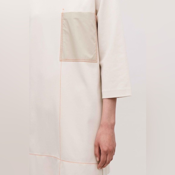 COS contrast stitch dress Light Beige with Orange Stitching Size Extra Small - Picture 3 of 16